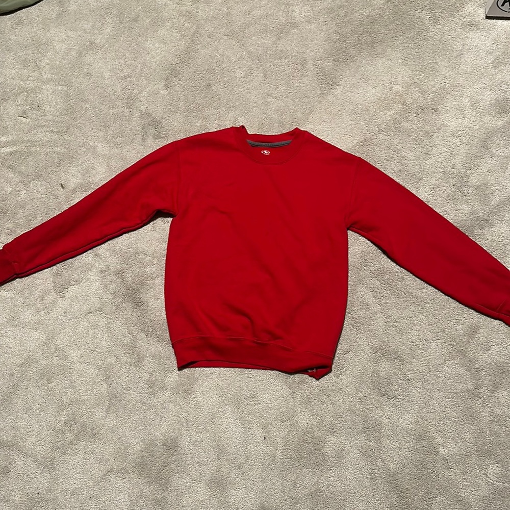 Red crew neck athletic wear